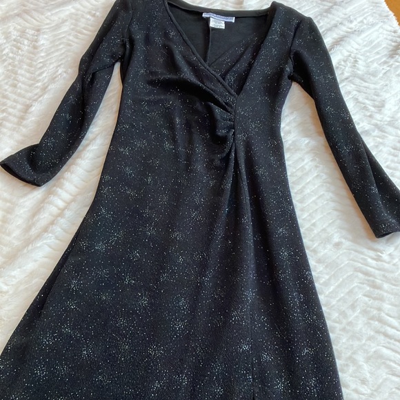 Vintage Sparkling Evening Black Gown Stretch Material Sz 6 - Picture 2 of 7